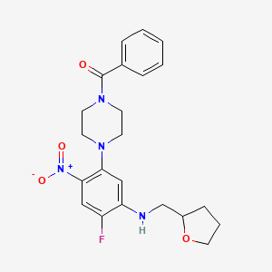 molecular formula C22H25FN4O4 B4170563 5-(4-benzoyl-1-piperazinyl)-2-fluoro-4-nitro-N-(tetrahydro-2-furanylmethyl)aniline 