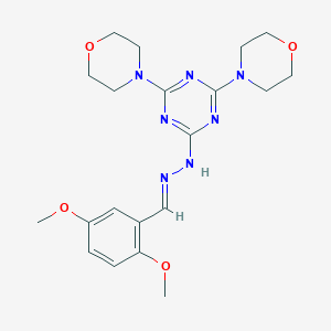 molecular formula C20H27N7O4 B417057 2,5-Dimethoxybenzaldehyde [4,6-di(4-morpholinyl)-1,3,5-triazin-2-yl]hydrazone 