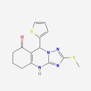 molecular formula C14H14N4OS2 B4170570 2-(methylthio)-9-(2-thienyl)-5,6,7,9-tetrahydro[1,2,4]triazolo[5,1-b]quinazolin-8(4H)-one 