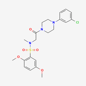 molecular formula C21H26ClN3O5S B4170577 N-{2-[4-(3-chlorophenyl)-1-piperazinyl]-2-oxoethyl}-2,5-dimethoxy-N-methylbenzenesulfonamide 