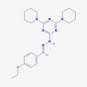 molecular formula C22H31N7O B417058 4-Ethoxybenzaldehyde [4,6-di(1-piperidinyl)-1,3,5-triazin-2-yl]hydrazone 