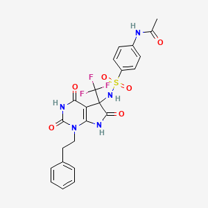 molecular formula C23H20F3N5O6S B4170580 N-[4-({[2,4,6-trioxo-1-(2-phenylethyl)-5-(trifluoromethyl)-2,3,4,5,6,7-hexahydro-1H-pyrrolo[2,3-d]pyrimidin-5-yl]amino}sulfonyl)phenyl]acetamide 