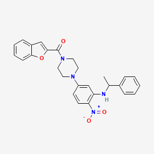 molecular formula C27H26N4O4 B4170601 5-[4-(1-benzofuran-2-ylcarbonyl)-1-piperazinyl]-2-nitro-N-(1-phenylethyl)aniline 