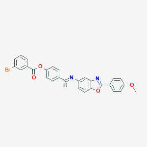 molecular formula C28H19BrN2O4 B417061 4-({[2-(4-Methoxyphenyl)-1,3-benzoxazol-5-yl]imino}methyl)phenyl 3-bromobenzoate 