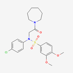 molecular formula C22H27ClN2O5S B4170644 N-[2-(1-azepanyl)-2-oxoethyl]-N-(4-chlorophenyl)-3,4-dimethoxybenzenesulfonamide 