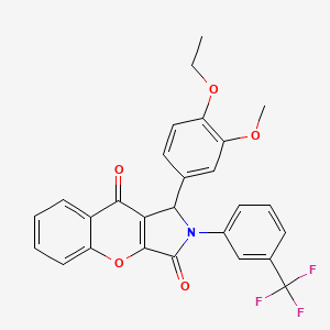 molecular formula C27H20F3NO5 B4170661 1-(4-ethoxy-3-methoxyphenyl)-2-[3-(trifluoromethyl)phenyl]-1,2-dihydrochromeno[2,3-c]pyrrole-3,9-dione 