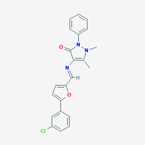 molecular formula C22H18ClN3O2 B417068 4-[[5-(3-Chlorophenyl)furan-2-yl]methylideneamino]-1,5-dimethyl-2-phenylpyrazol-3-one CAS No. 5529-91-9