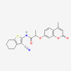molecular formula C22H20N2O4S B4170681 N-(3-cyano-4,5,6,7-tetrahydro-1-benzothien-2-yl)-2-[(4-methyl-2-oxo-2H-chromen-7-yl)oxy]propanamide 