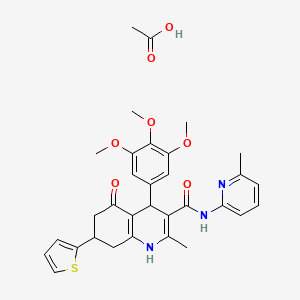 molecular formula C32H35N3O7S B4170698 2-methyl-N-(6-methyl-2-pyridinyl)-5-oxo-7-(2-thienyl)-4-(3,4,5-trimethoxyphenyl)-1,4,5,6,7,8-hexahydro-3-quinolinecarboxamide acetate 