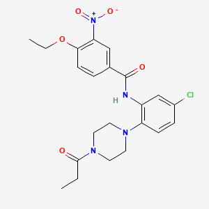 molecular formula C22H25ClN4O5 B4170721 N-[5-chloro-2-(4-propionyl-1-piperazinyl)phenyl]-4-ethoxy-3-nitrobenzamide 