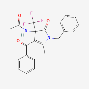 molecular formula C22H19F3N2O3 B4170733 N-[4-benzoyl-1-benzyl-5-methyl-2-oxo-3-(trifluoromethyl)-2,3-dihydro-1H-pyrrol-3-yl]acetamide 