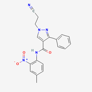 molecular formula C20H17N5O3 B4170753 1-(2-cyanoethyl)-N-(4-methyl-2-nitrophenyl)-3-phenyl-1H-pyrazole-4-carboxamide 