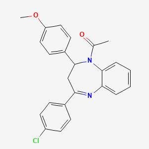 molecular formula C24H21ClN2O2 B4170761 1-acetyl-4-(4-chlorophenyl)-2-(4-methoxyphenyl)-2,3-dihydro-1H-1,5-benzodiazepine 