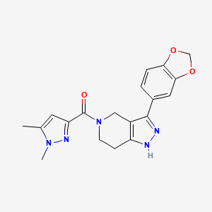 molecular formula C19H19N5O3 B4170770 3-(1,3-benzodioxol-5-yl)-5-[(1,5-dimethyl-1H-pyrazol-3-yl)carbonyl]-4,5,6,7-tetrahydro-1H-pyrazolo[4,3-c]pyridine 
