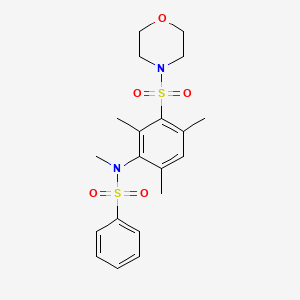 molecular formula C20H26N2O5S2 B4170802 N-methyl-N-[2,4,6-trimethyl-3-(4-morpholinylsulfonyl)phenyl]benzenesulfonamide 