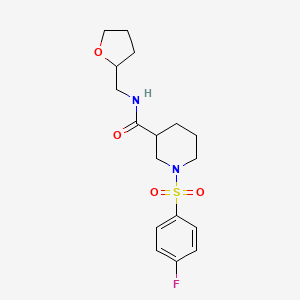molecular formula C17H23FN2O4S B4170830 1-[(4-fluorophenyl)sulfonyl]-N-(tetrahydro-2-furanylmethyl)-3-piperidinecarboxamide 
