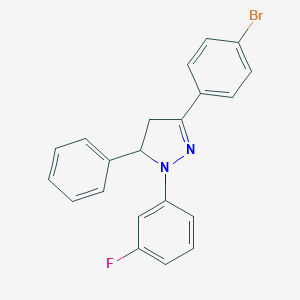 molecular formula C21H16BrFN2 B417086 3-(4-bromophenyl)-1-(3-fluorophenyl)-5-phenyl-4,5-dihydro-1H-pyrazole 