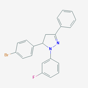 molecular formula C21H16BrFN2 B417088 5-(4-bromophenyl)-1-(3-fluorophenyl)-3-phenyl-4,5-dihydro-1H-pyrazole 