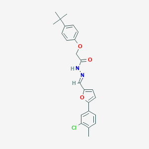 molecular formula C24H25ClN2O3 B417090 2-(4-tert-butylphenoxy)-N'-{[5-(3-chloro-4-methylphenyl)-2-furyl]methylene}acetohydrazide 