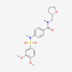 molecular formula C21H26N2O6S B4170901 4-[[(3,4-dimethoxyphenyl)sulfonyl](methyl)amino]-N-(tetrahydro-2-furanylmethyl)benzamide 