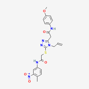 molecular formula C23H24N6O5S B4170912 2-[(4-allyl-5-{2-[(4-methoxyphenyl)amino]-2-oxoethyl}-4H-1,2,4-triazol-3-yl)thio]-N-(4-methyl-3-nitrophenyl)acetamide 