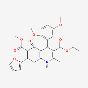 molecular formula C28H31NO8 B4170929 diethyl 4-(2,5-dimethoxyphenyl)-7-(2-furyl)-2-methyl-5-oxo-1,4,5,6,7,8-hexahydro-3,6-quinolinedicarboxylate 