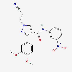 molecular formula C21H19N5O5 B4170931 1-(2-cyanoethyl)-3-(3,4-dimethoxyphenyl)-N-(3-nitrophenyl)-1H-pyrazole-4-carboxamide 