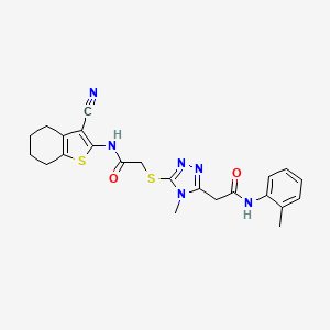molecular formula C23H24N6O2S2 B4170950 2-[5-({2-[(3-cyano-4,5,6,7-tetrahydro-1-benzothien-2-yl)amino]-2-oxoethyl}thio)-4-methyl-4H-1,2,4-triazol-3-yl]-N-(2-methylphenyl)acetamide 
