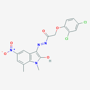 2-(2,4-dichlorophenoxy)-N'-{5-nitro-1,7-dimethyl-2-oxo-1,2-dihydro-3H-indol-3-ylidene}acetohydrazide