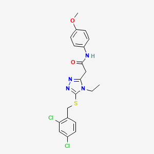 molecular formula C20H20Cl2N4O2S B4171015 2-{5-[(2,4-dichlorobenzyl)thio]-4-ethyl-4H-1,2,4-triazol-3-yl}-N-(4-methoxyphenyl)acetamide 