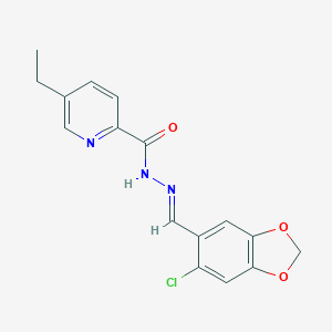 molecular formula C16H14ClN3O3 B417106 N'-[(6-chloro-1,3-benzodioxol-5-yl)methylene]-5-ethyl-2-pyridinecarbohydrazide 