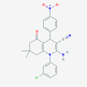 2-amino-1-(3-chlorophenyl)-7,7-dimethyl-4-(4-nitrophenyl)-5-oxo-1,4,5,6,7,8-hexahydro-3-quinolinecarbonitrile