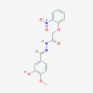 molecular formula C16H15N3O6 B417107 N'-(3-hydroxy-4-methoxybenzylidene)-2-{2-nitrophenoxy}acetohydrazide 