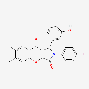 molecular formula C25H18FNO4 B4171091 2-(4-fluorophenyl)-1-(3-hydroxyphenyl)-6,7-dimethyl-1,2-dihydrochromeno[2,3-c]pyrrole-3,9-dione 