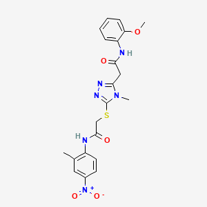 molecular formula C21H22N6O5S B4171099 2-[(5-{2-[(2-methoxyphenyl)amino]-2-oxoethyl}-4-methyl-4H-1,2,4-triazol-3-yl)thio]-N-(2-methyl-4-nitrophenyl)acetamide 