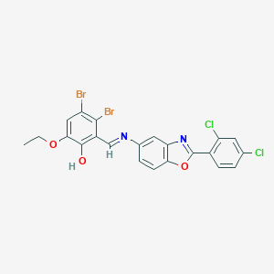 3,4-Dibromo-2-({[2-(2,4-dichlorophenyl)-1,3-benzoxazol-5-yl]imino}methyl)-6-ethoxyphenol