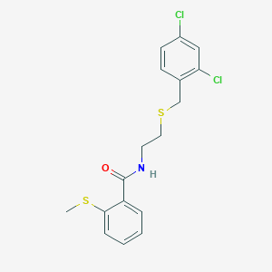 molecular formula C17H17Cl2NOS2 B4171112 N-{2-[(2,4-dichlorobenzyl)thio]ethyl}-2-(methylthio)benzamide 