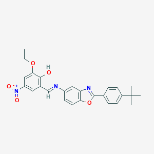 molecular formula C26H25N3O5 B417112 2-({[2-(4-Tert-butylphenyl)-1,3-benzoxazol-5-yl]imino}methyl)-6-ethoxy-4-nitrophenol 