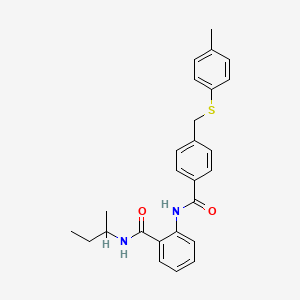 molecular formula C26H28N2O2S B4171139 N-(sec-butyl)-2-[(4-{[(4-methylphenyl)thio]methyl}benzoyl)amino]benzamide 