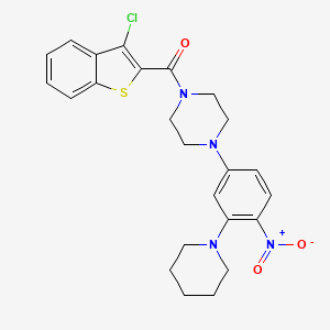 molecular formula C24H25ClN4O3S B4171148 1-[(3-chloro-1-benzothien-2-yl)carbonyl]-4-[4-nitro-3-(1-piperidinyl)phenyl]piperazine 