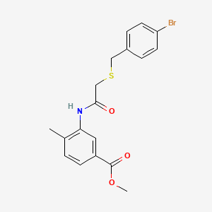 molecular formula C18H18BrNO3S B4171159 methyl 3-({[(4-bromobenzyl)thio]acetyl}amino)-4-methylbenzoate 