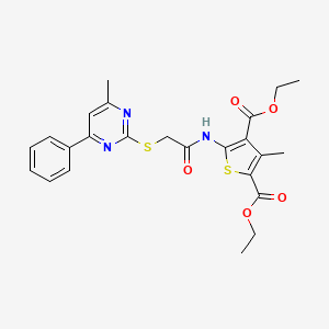 molecular formula C24H25N3O5S2 B4171160 diethyl 3-methyl-5-({[(4-methyl-6-phenyl-2-pyrimidinyl)thio]acetyl}amino)-2,4-thiophenedicarboxylate 