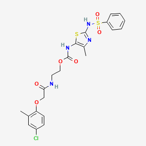 molecular formula C22H23ClN4O6S2 B4171168 2-{[(4-chloro-2-methylphenoxy)acetyl]amino}ethyl {4-methyl-2-[(phenylsulfonyl)amino]-1,3-thiazol-5-yl}carbamate 