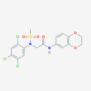molecular formula C17H15Cl3N2O5S B4171189 N~1~-(2,3-dihydro-1,4-benzodioxin-6-yl)-N~2~-(methylsulfonyl)-N~2~-(2,4,5-trichlorophenyl)glycinamide 