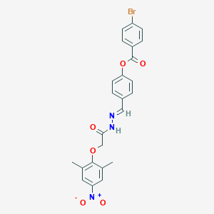 molecular formula C24H20BrN3O6 B417119 4-[2-({4-Nitro-2,6-dimethylphenoxy}acetyl)carbohydrazonoyl]phenyl 4-bromobenzoate 
