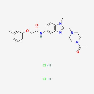 molecular formula C24H31Cl2N5O3 B4171197 N-{2-[(4-acetyl-1-piperazinyl)methyl]-1-methyl-1H-benzimidazol-5-yl}-2-(3-methylphenoxy)acetamide dihydrochloride 