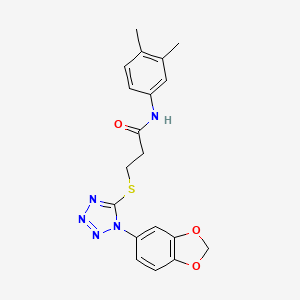 molecular formula C19H19N5O3S B4171211 3-{[1-(1,3-benzodioxol-5-yl)-1H-tetrazol-5-yl]thio}-N-(3,4-dimethylphenyl)propanamide 