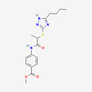 molecular formula C17H22N4O3S B4171221 methyl 4-({2-[(5-butyl-4H-1,2,4-triazol-3-yl)thio]propanoyl}amino)benzoate 