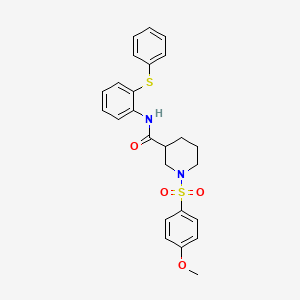 molecular formula C25H26N2O4S2 B4171246 1-[(4-methoxyphenyl)sulfonyl]-N-[2-(phenylthio)phenyl]-3-piperidinecarboxamide 