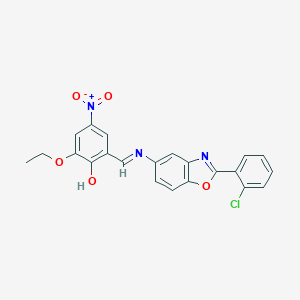 molecular formula C22H16ClN3O5 B417125 2-({[2-(2-Chlorophenyl)-1,3-benzoxazol-5-yl]imino}methyl)-6-ethoxy-4-nitrophenol 
